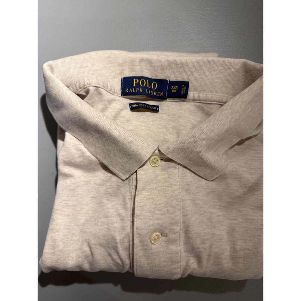 Polo Ralph Lauren Mens 2XB Big Heather Pima Soft Touch Polo Shirt Flesh Pony